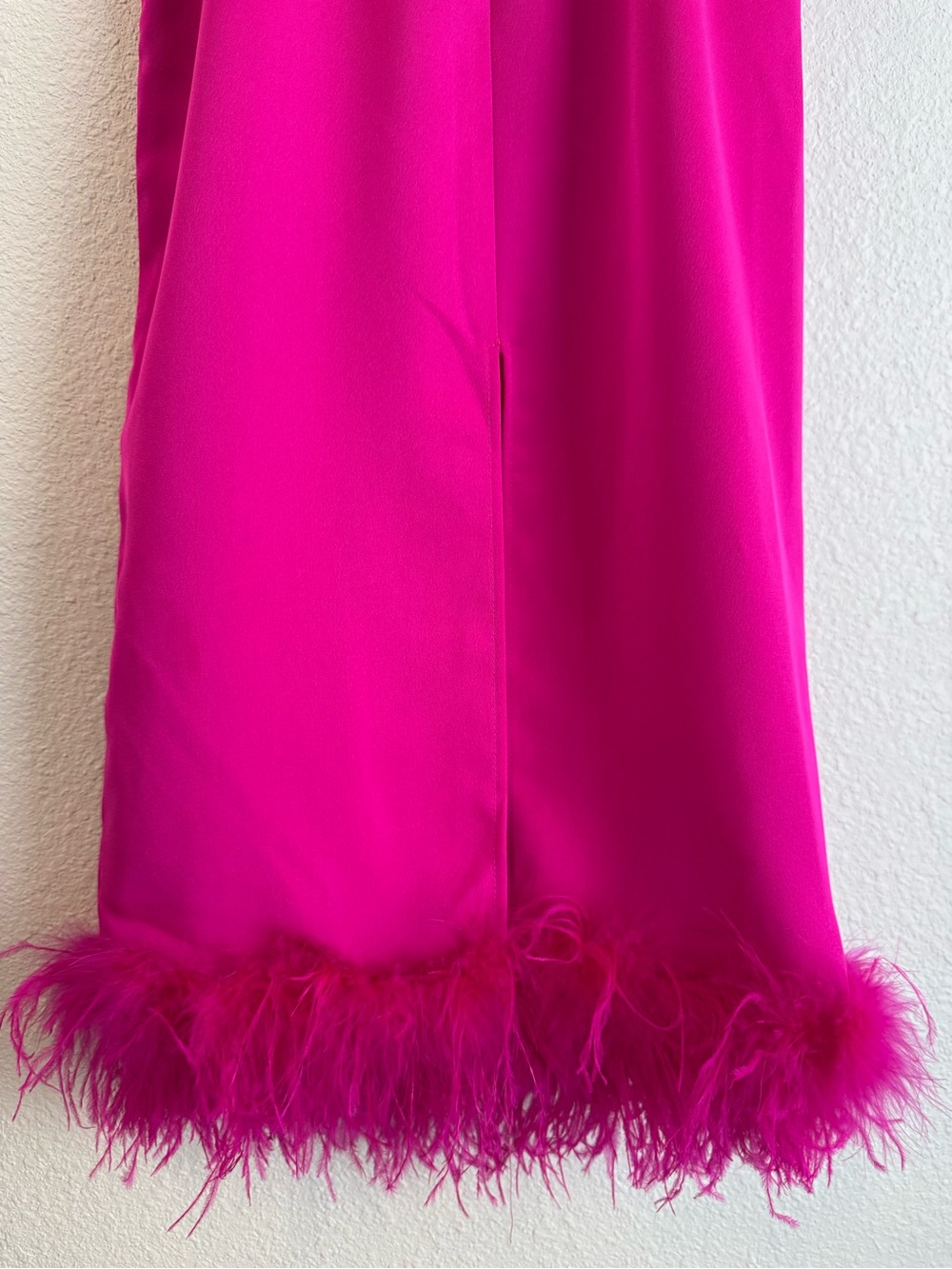 Lucy Paris Mareena Feather Column Midi Dress in Hot Pink XS - Picture 7 of 11